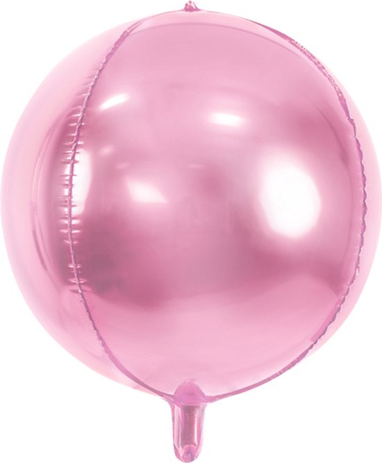 PARTYDECO - Ronde lichtroze metallic aluminium ballon - Decoratie > Ballonnen