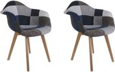Set van 2 Fauteuils - Grijsblauw - L 59 x 85 x D 64,5 cm - PATCHWORK