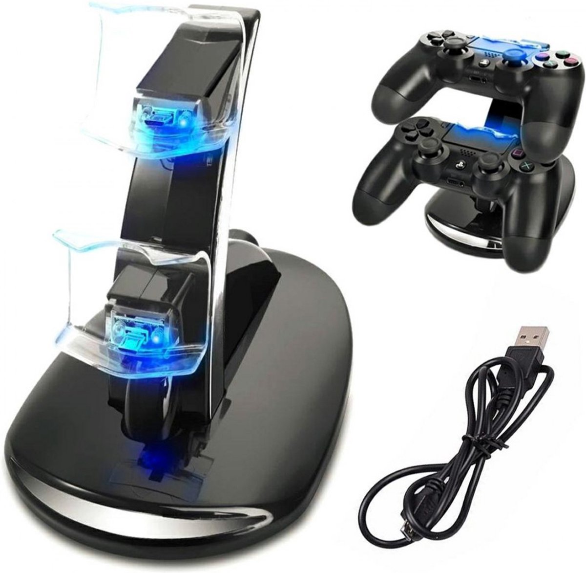 Oplaadstation Geschikt voor Playstation 4 - PS4 Controller Oplader - Dual Docking Charger - Zwart - Merkloos