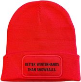 Muts rood - Better winterhands than snowball - soBAD. | Foute apres ski outfit | kleding | verkleedkleren | wintersport beanie | wintersport dames en heren