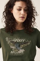 Garcia T-shirt T Shirt Met Pailetten H10209 9982 Olive Night Dames Maat - L