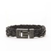 Josh Heren Armband Leer;Metaal - Zwart