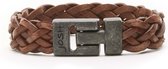 Josh Heren Armband Leer;Metaal - BruinZwart