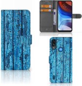 Magnet Case Motorola Moto E7i Power Telefoonhoesje Wood Blue