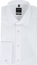OLYMP Luxor modern fit overhemd - dubbele manchet - wit - Strijkvrij - Boordmaat: 44