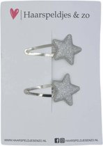 Haarspeldjes stars - kerstcollectie - glitters - ster - sterren - zilver - klikklak — 4 cm