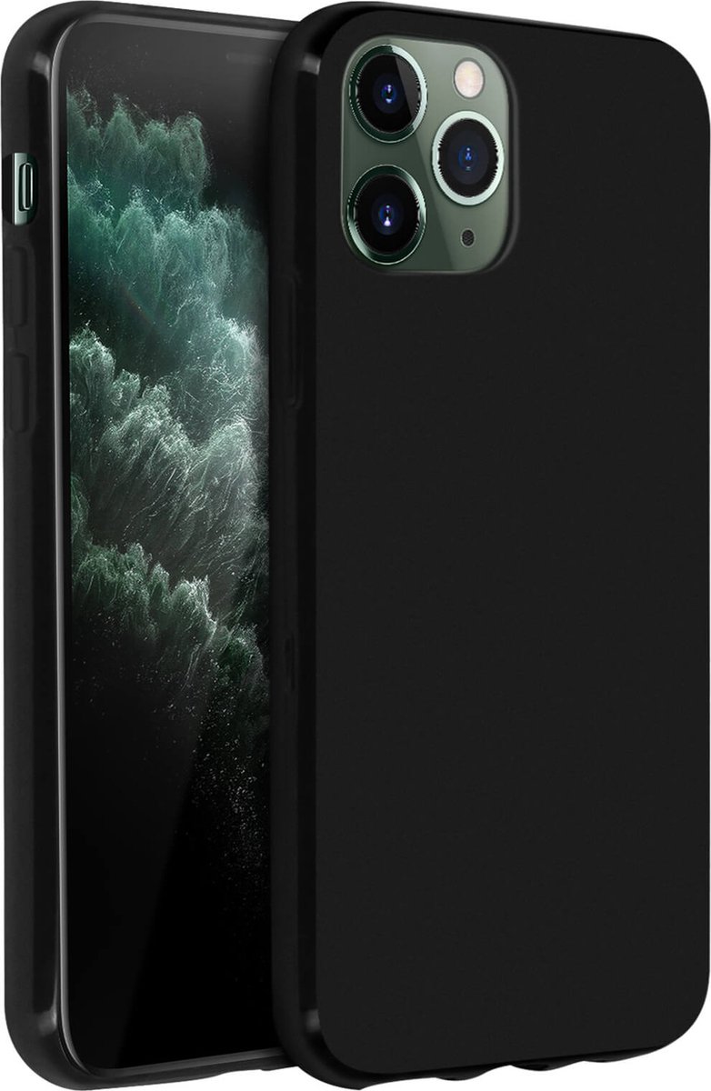 Avizar Hoesje Geschikt voor iPhone 11 Pro Max Siliconen Flexibel Ultra Dun, Zwart