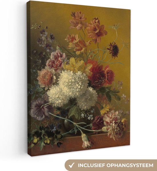 Nature morte aux fleurs - Peinture de GJJ Van Os 60x80 cm - Tirage photo sur toile (Décoration murale salon / chambre)