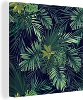 Canvas Schilderij Jungle - Patronen - Blad - Jongens - Meisjes - Kinderen - 90x90 cm - Wanddecoratie