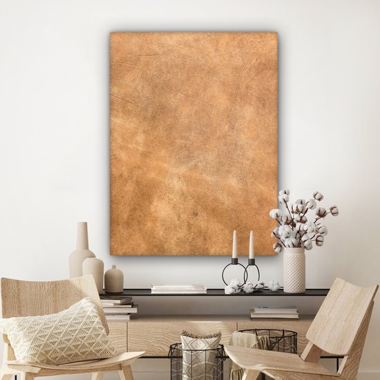 Canvas schilderij 90x120 cm - Wanddecoratie Leer - Structuur - Lederlook - Bruin - Muurdecoratie woonkamer - Slaapkamer decoratie - Kamer accessoires - Schilderijen op canvas