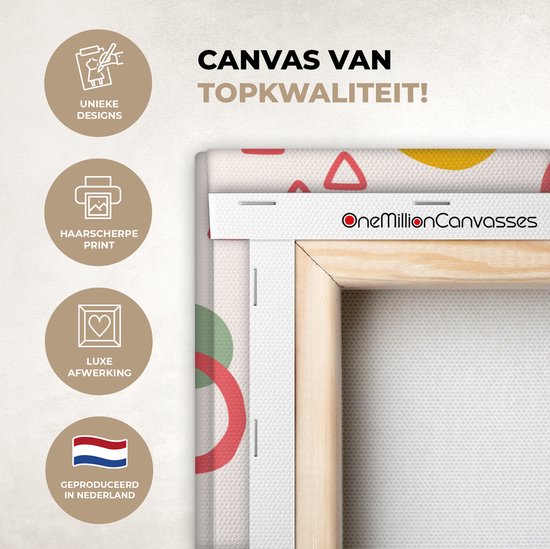 Canvas Schilderij IJs - Driehoek - Bloemen - Patroon - 60x40 cm - Wanddecoratie