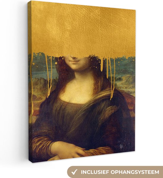 Oude Meesters Canvas - 60x80 - Canvas Schilderij - Mona Lisa - Goud - Da Vinci