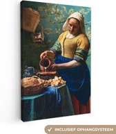 Canvas Schilderij Melkmeisje - Amandelbloesem - Van Gogh - Vermeer - Schilderij - Oude meesters - 40x60 cm - Wanddecoratie