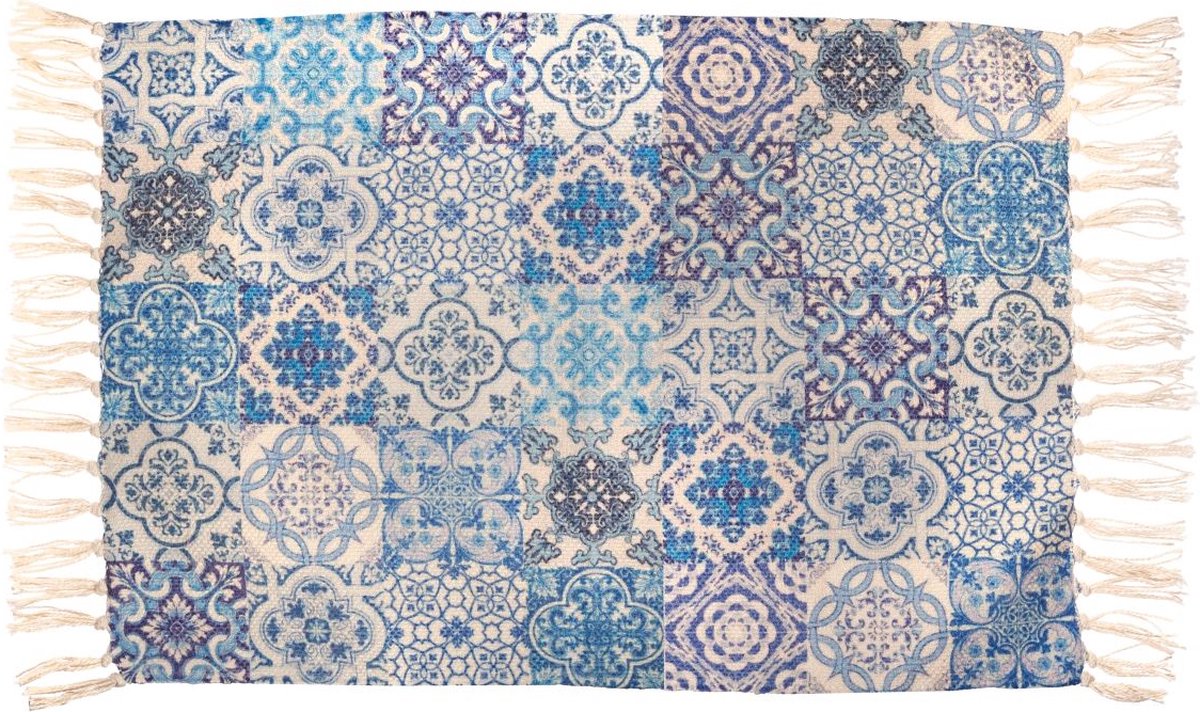 Vloerkleed Blauwe tegel klein - Sass & Belle