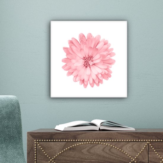 Tableau Fleurs - Rose - Camomille - 20x20 cm - Décoration murale