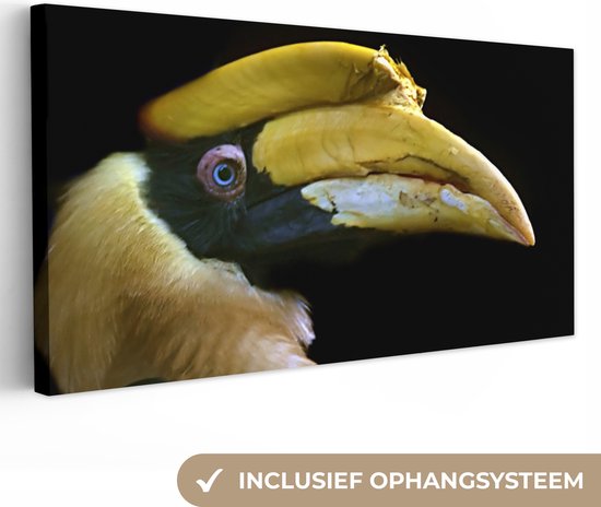 Tableau sur toile Vogel - Bec - Zwart - 80x40 cm - Décoration murale