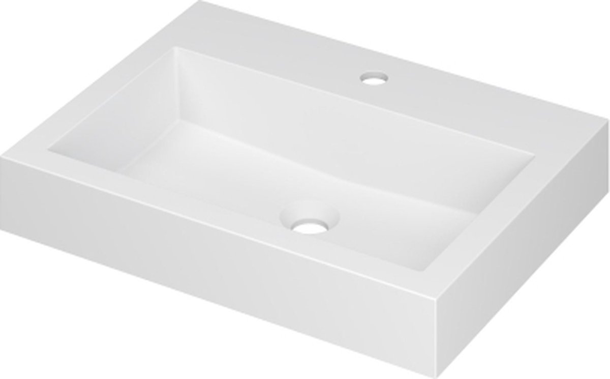 INK® Momento wastafel polystone met 1 kraangat 60 x 9 x 45 cm, mat wit