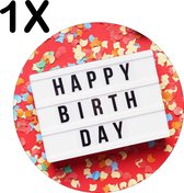 BWK Luxe Ronde Placemat - Happy Birthday met Confetti en Slingers - Set van 1 Placemats - 40x40 cm - 2 mm dik Vinyl - Anti Slip - Afneembaar