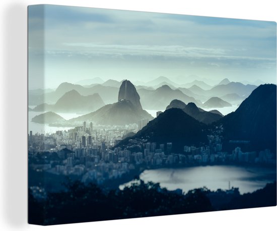 Canvas schilderij 180x120 cm - Wanddecoratie Rio de Janeiro - Brazilië - Bergen - Muurdecoratie woonkamer - Slaapkamer decoratie - Kamer accessoires - Schilderijen