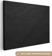 Canvas schilderij 160x120 cm - Wanddecoratie Leer - Lederlook - Zwart - Grijs - Print - Muurdecoratie woonkamer - Slaapkamer decoratie - Kamer accessoires - Schilderijen