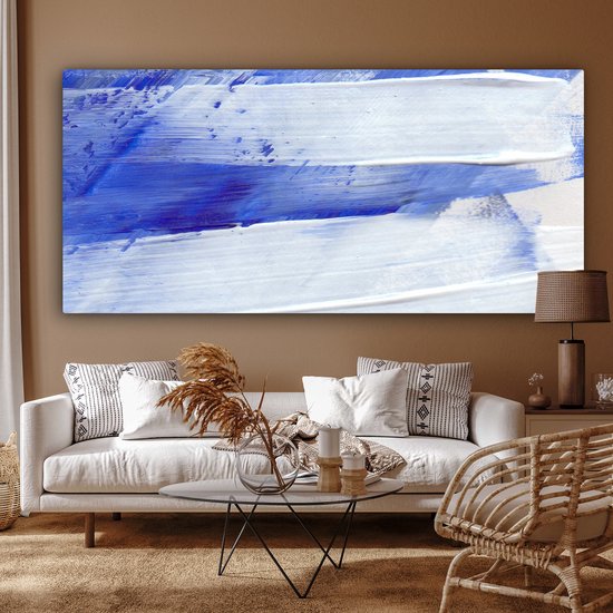 Peinture sur toile - Design - Blauw - 160x80 cm - Décoration murale