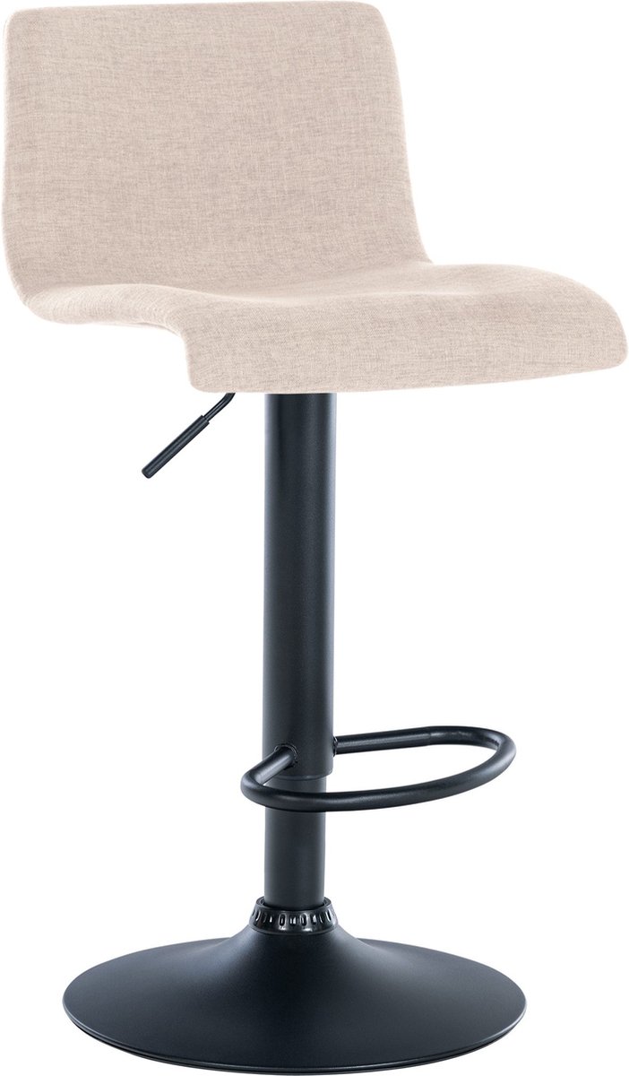CLP Branford Barkruk - Met rugleuning - Met voetsteun - Metalen frame - creme Stof