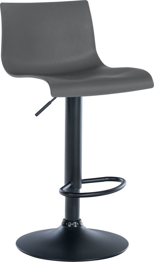 Tabouret de bar CLP Branford - Avec dossier - Avec repose-pieds - Structure en métal - Plastique gris