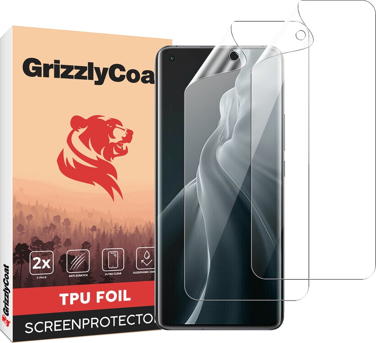 GrizzlyCoat - Screenprotector geschikt voor Xiaomi Mi 11 Hydrogel TPU | GrizzlyCoat Screenprotector - Case Friendly + Installatie Frame (2-Pack)