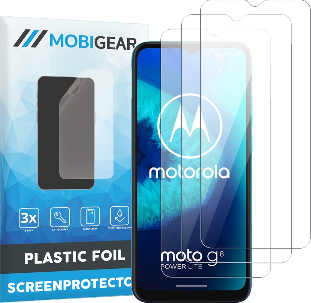Mobigear Screenprotector geschikt voor Motorola Moto G8 Power Lite | Mobigear Screenprotector Folie - Case Friendly (3-Pack)