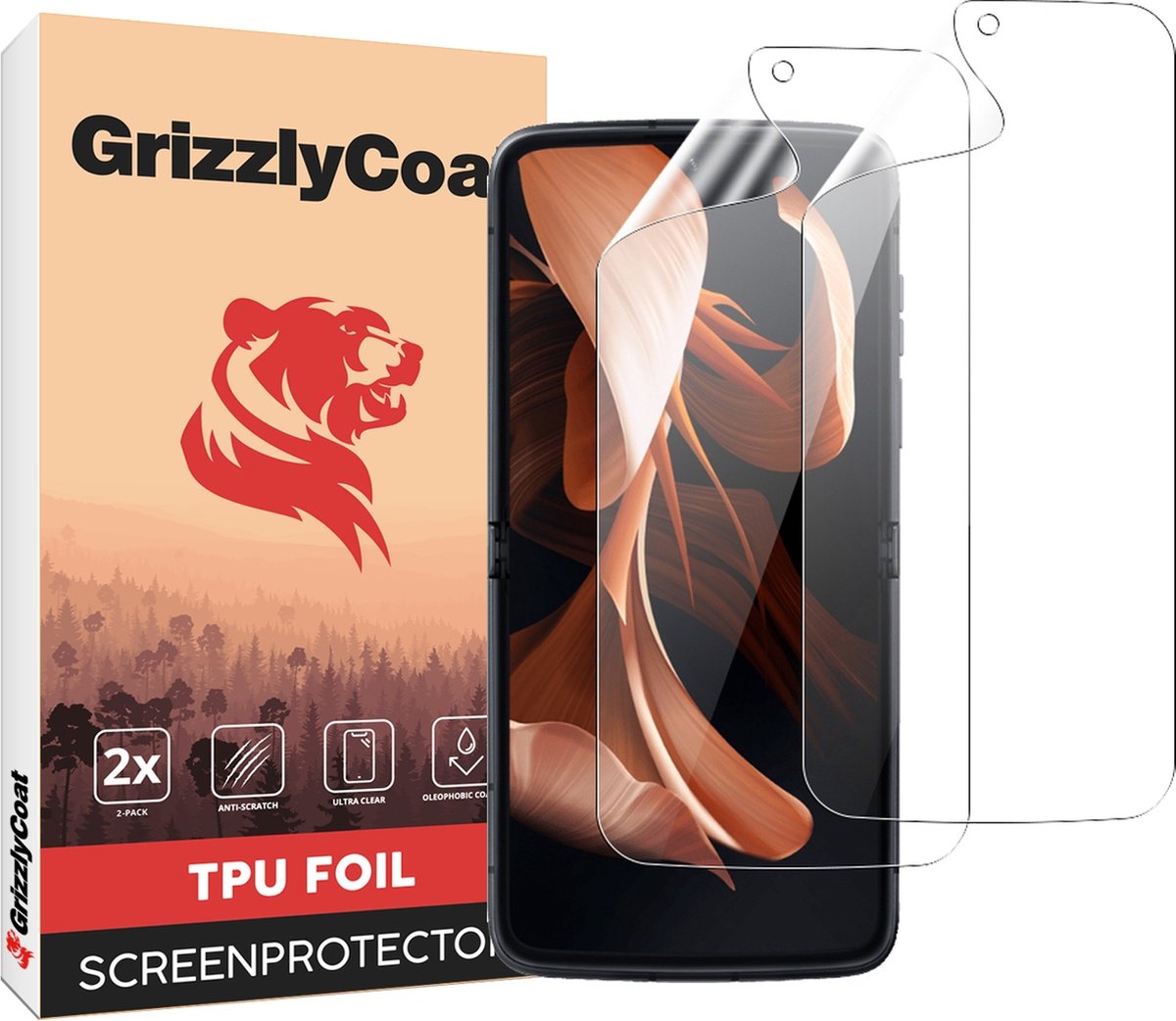 GrizzlyCoat - Screenprotector geschikt voor Motorola Razr (2022) Hydrogel TPU | GrizzlyCoat Screenprotector - Case Friendly (2-Pack)
