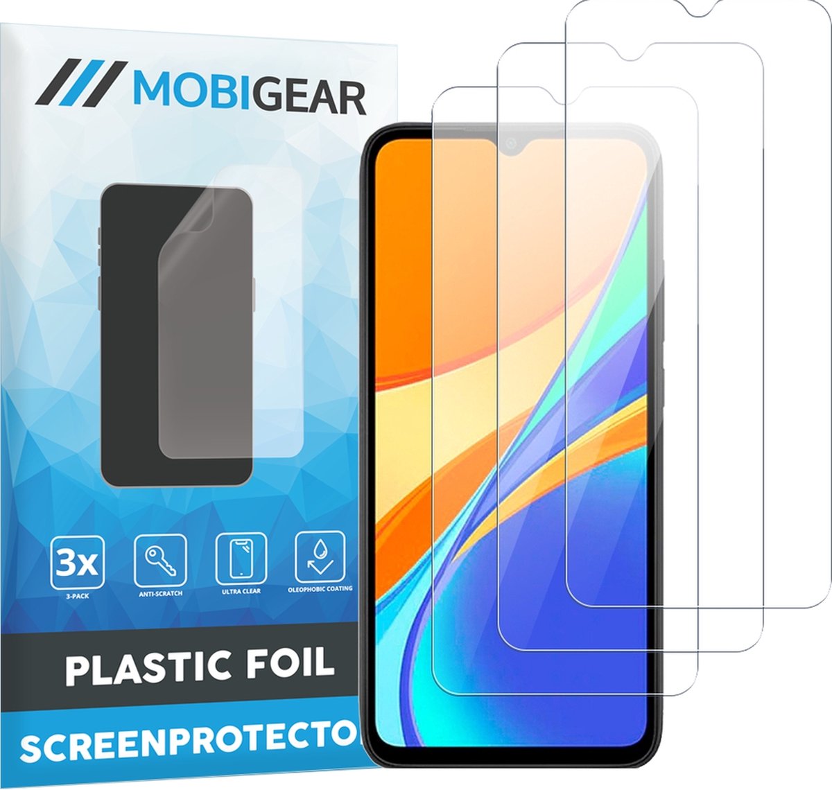 Mobigear Screenprotector geschikt voor Xiaomi Redmi 9C | Mobigear Screenprotector Folie - Case Friendly (3-Pack)