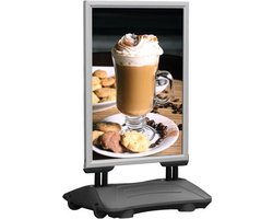 Stoepbord Deluxe B2 grijs spatwaterdicht reclamebord dubbelzijdig met watervoet