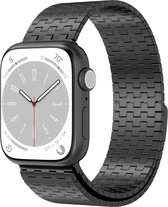 Stalen bandje - RVS - geschikt voor Apple Watch Series 1/2/3/4/5/6/7/8/9/SE/SE 2 met case size 38 mm / 40 mm / 41 mm - zwart