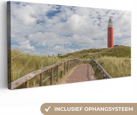 Canvas Schilderij Pad naar de Vuurtoren in de duinen - Wanddecoratie