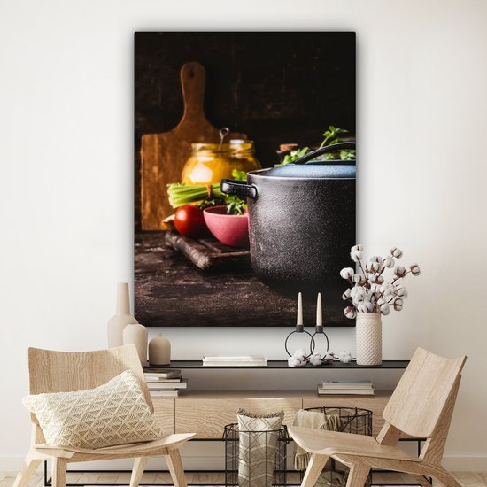 Tableau sur toile Rustique - Nature Morte - Pan - Légume - 120x160 cm - Décoration murale XXL