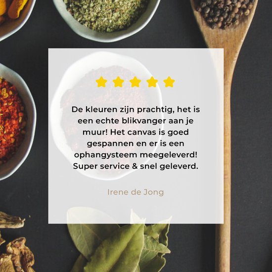 Toile Peinture Louche - Épices - Herbes - Vert - Marron - Rustique - 90x60 cm - Décoration murale