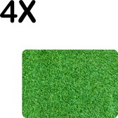BWK Flexibele Placemat - Groen - Gras - Achtergrond - Set van 4 Placemats - 35x25 cm - PVC Doek - Afneembaar