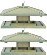 2x stuks japans vogelhuisje/voedersilo hout 38 cm - Vogelvoederhuisje - Vogelvoer - Vogel voederstation