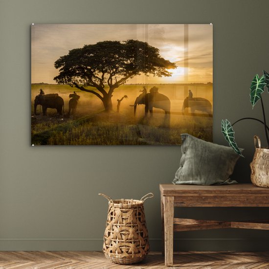 MuchoWow® Peinture sur verre 120x80 cm - Peinture sur verre acrylique - Changwat Surin, Thaïlande - Photo sur verre - Peintures