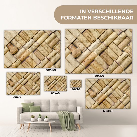 MuchoWow® Peinture sur Verre - Bouchons soigneusement posés - 60x40 cm - Peintures sur Verre Acrylique - Photo sur Glas