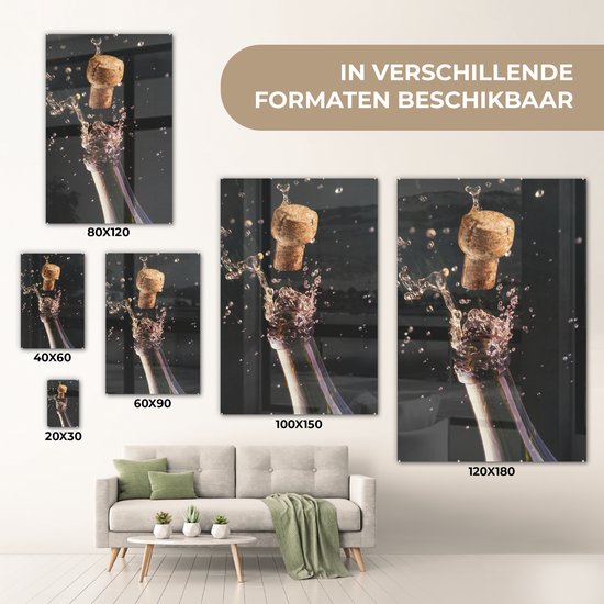 Peinture sur verre - Un bouchon qui sort d'une bouteille de champagne - 60x90 cm - Peintures sur Verre Peintures - Photo sur Glas