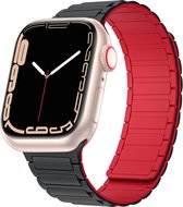 Siliconen bandje - geschikt voor Apple Watch Series 1/2/3/4/5/6/7/8/9/SE/SE 2 met case size 38 mm / 40 mm / 41 mm - zwart/rood