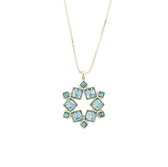 Behave Dames ketting zilver-kleur met blauw hangertje 40 cm