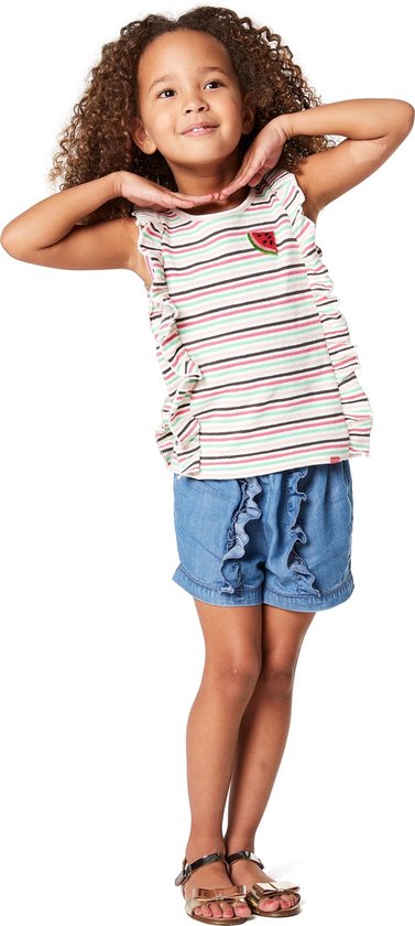 Noppies Meisjes Korte broek met ruffles Selma - Light Wash Denim - Maat 92  | Bestel nu!