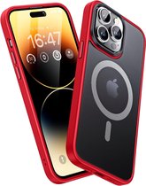 Hoesje Voor iPhone 14 Pro Max Met Magsafe Achterkant Case Cover Red - Rood