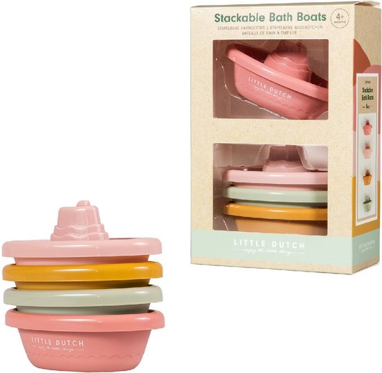 Little Dutch badspeelgoed stapelbare badbootjes Pink