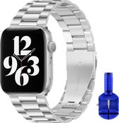 By Qubix - Stalen schakel band - geschikt voor 38mm - 40mm - 41mm Apple watch bandje zilver - Smartwatch bandje staal - Stainless steel
