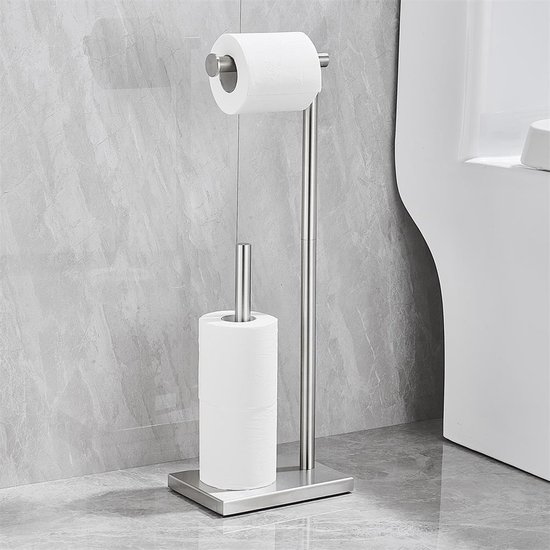 VDN Stainless debout - Porte-rouleau de papier toilette et porte-rouleau de rechange - Acier inoxydable - Convient pour 3+1 rouleaux de papier toilette - 2 en 1