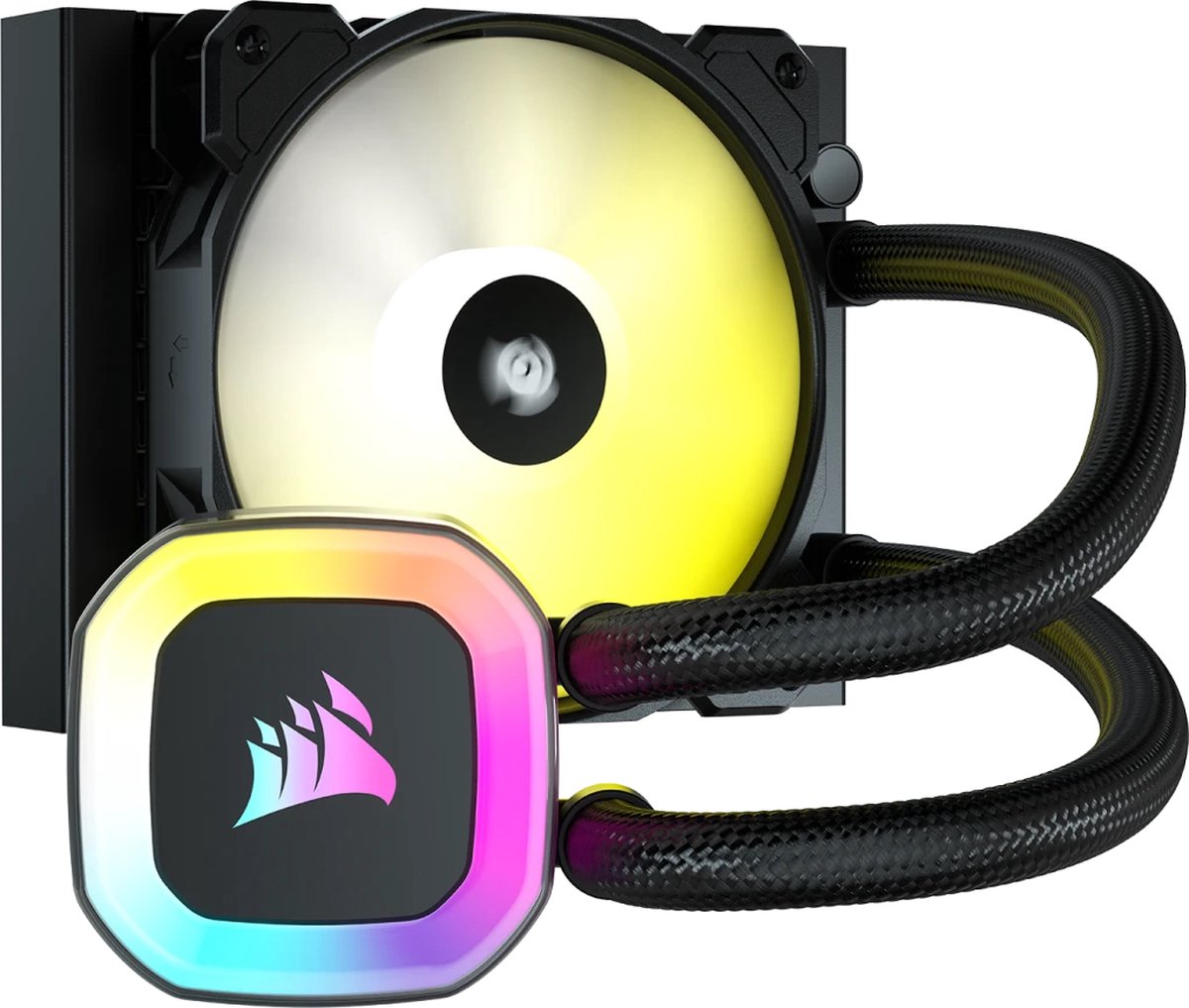 Corsair H55 RGB - Vloeistofkoelsysteem processor - afmeting radiator: 120 mm - voor Intel LGA: 1700 1200 115x 2011 2066 1366 - AMD AM5 AM4 - 1x 120 mm RGB Fans - aluminium koper - zwart
