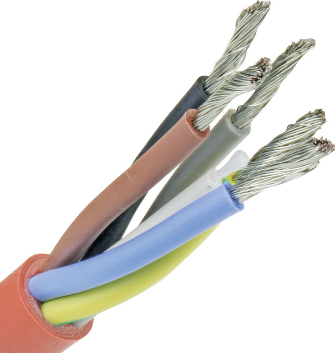 Siliconenkabel SiHF 5x1.5mm² per rol 100 meter